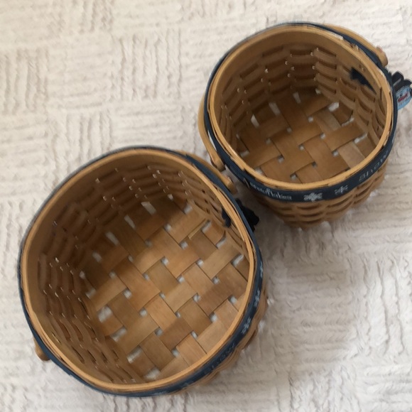 Set of 2 handled nested baskets, snowman charms and ceramic handles - New - Picture 12 of 16